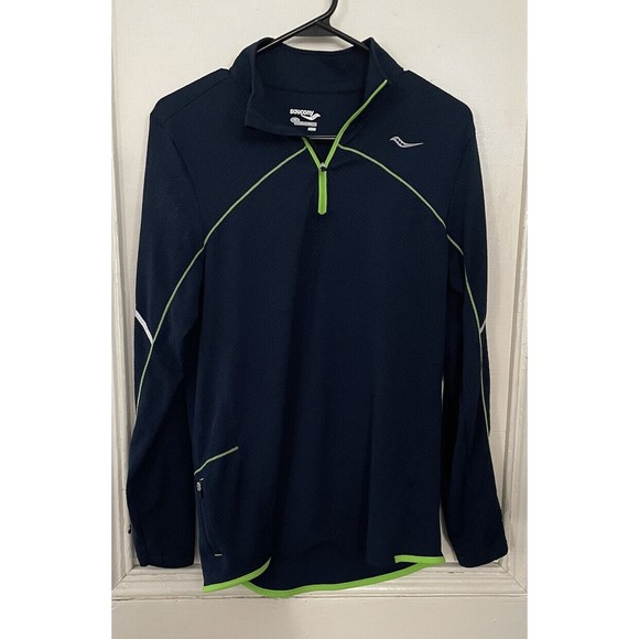 Men's Saucony Long Sleeve, Quarter Zip Running Shirt - Breathable, Reflective - Picture 2 of 6